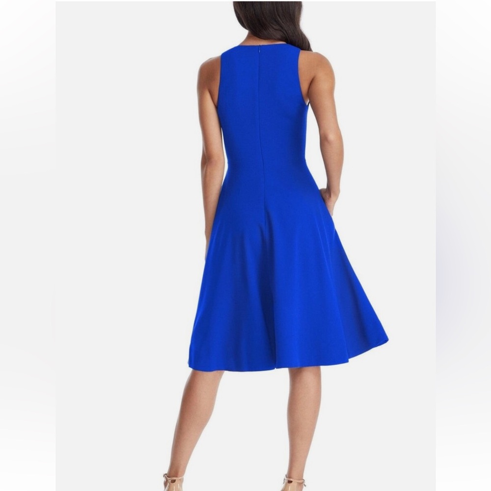 DRESS THE POPULATION Blue CATALINA Pocket FIT & FLARE Dress Size Small NWT - Picture 5 of 10